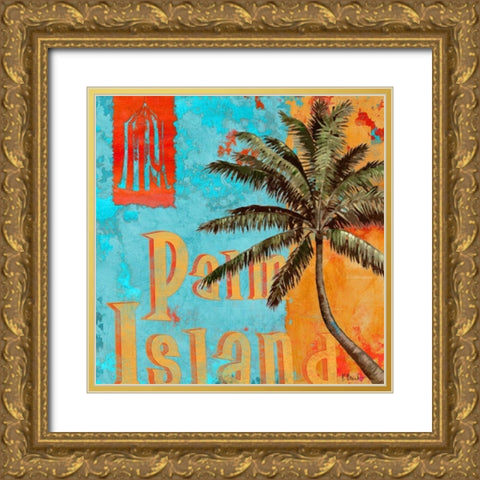 Rojo Palm II Gold Ornate Wood Framed Art Print with Double Matting by Brent, Paul