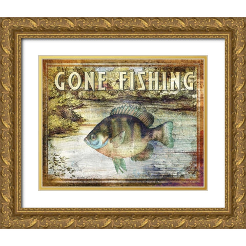 Gone Fishing Gold Ornate Wood Framed Art Print with Double Matting by Brent, Paul