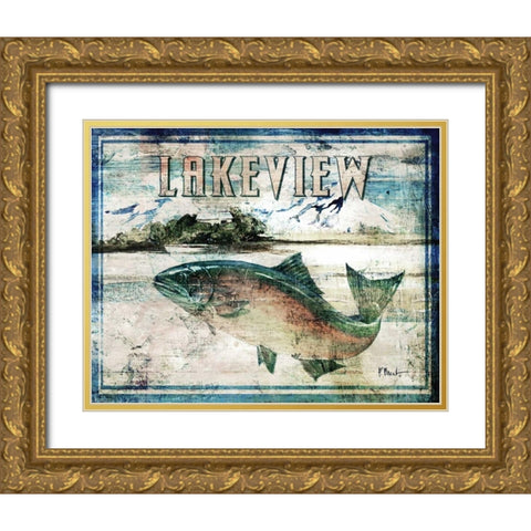 Lakeview Gold Ornate Wood Framed Art Print with Double Matting by Brent, Paul
