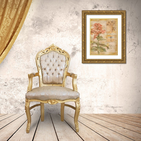 Flora Dragonfly Gold Ornate Wood Framed Art Print with Double Matting by Brent, Paul