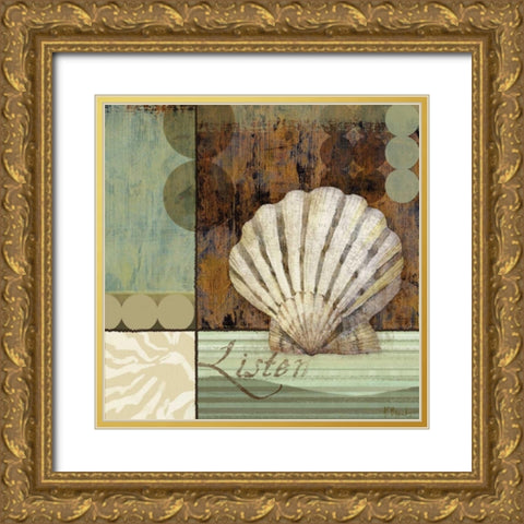 Contemporary Shell I Gold Ornate Wood Framed Art Print with Double Matting by Brent, Paul