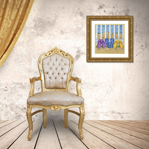 Flip Flop Beach II Gold Ornate Wood Framed Art Print with Double Matting by Brent, Paul