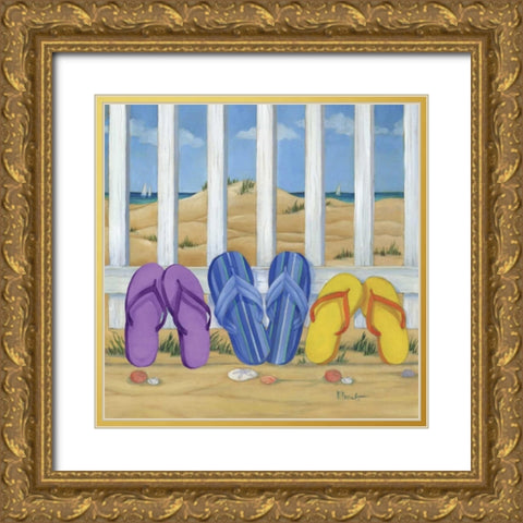 Flip Flop Beach II Gold Ornate Wood Framed Art Print with Double Matting by Brent, Paul