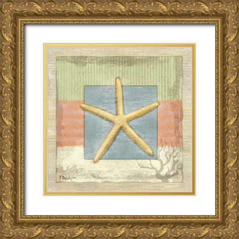 Montego Starfish Gold Ornate Wood Framed Art Print with Double Matting by Brent, Paul