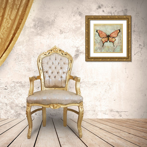 Vintage Butterflies I Gold Ornate Wood Framed Art Print with Double Matting by Brent, Paul