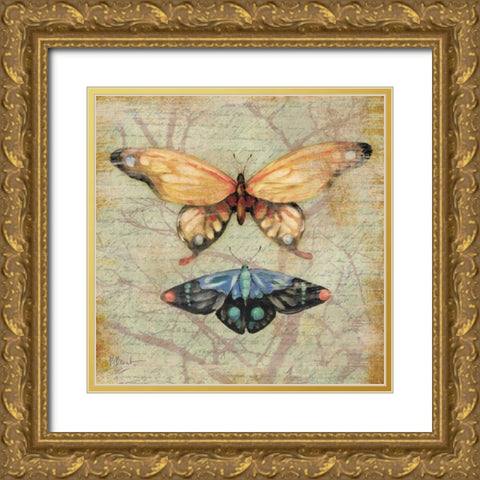 Vintage Butterflies II Gold Ornate Wood Framed Art Print with Double Matting by Brent, Paul