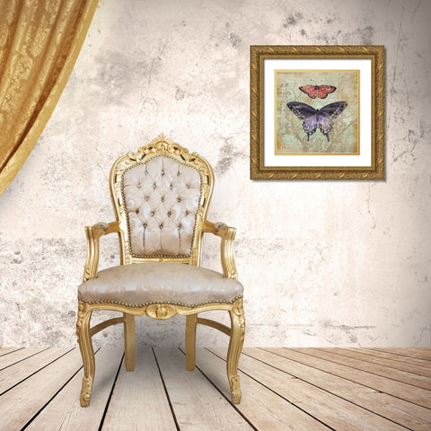 Vintage Butterflies IV Gold Ornate Wood Framed Art Print with Double Matting by Brent, Paul