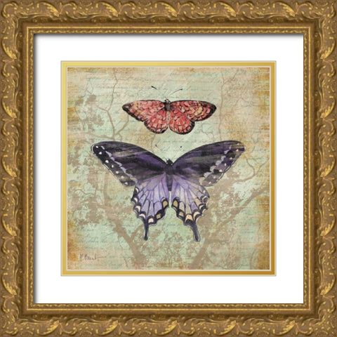 Vintage Butterflies IV Gold Ornate Wood Framed Art Print with Double Matting by Brent, Paul
