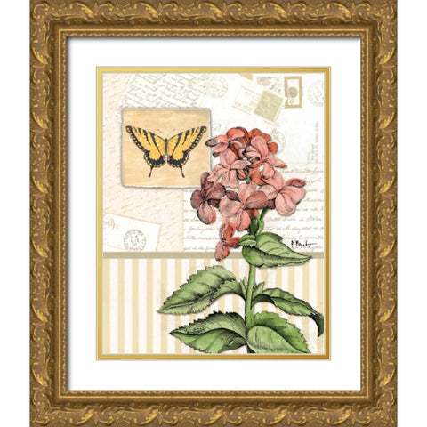 Botanical Collage I Gold Ornate Wood Framed Art Print with Double Matting by Brent, Paul