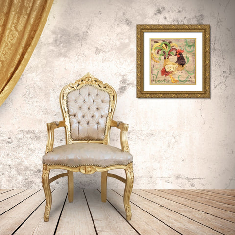 Royale Rooster III Gold Ornate Wood Framed Art Print with Double Matting by Brent, Paul