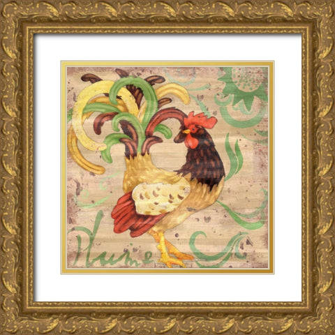 Royale Rooster III Gold Ornate Wood Framed Art Print with Double Matting by Brent, Paul