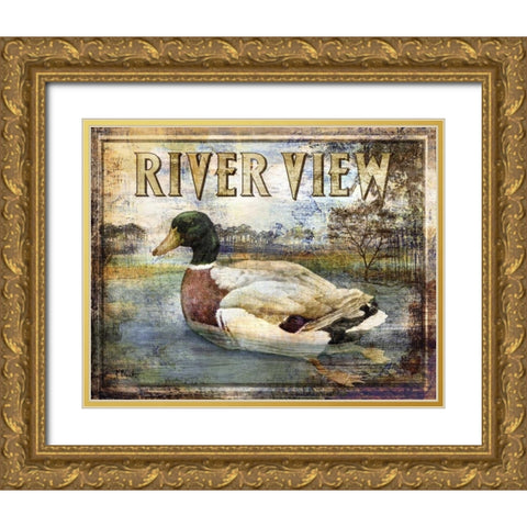 Duck Sign I Gold Ornate Wood Framed Art Print with Double Matting by Brent, Paul
