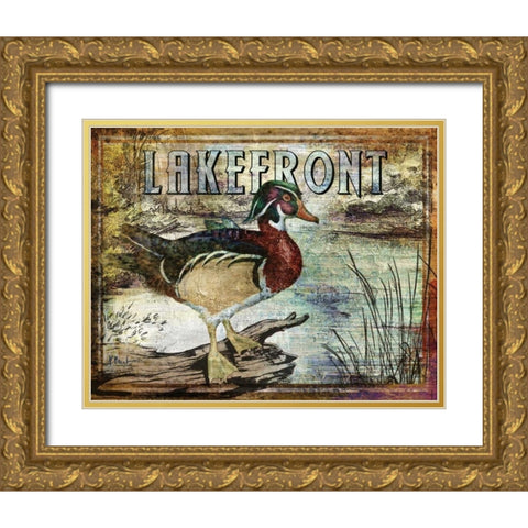 Duck Sign II Gold Ornate Wood Framed Art Print with Double Matting by Brent, Paul