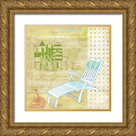 Cabana Beach Citrus Collage II Gold Ornate Wood Framed Art Print with Double Matting by Brent, Paul