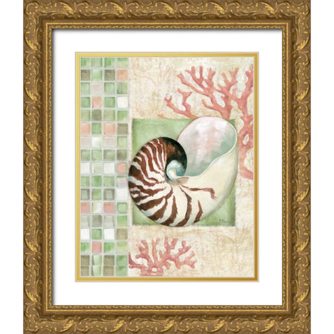 Mosaic Shell Collage I Gold Ornate Wood Framed Art Print with Double Matting by Brent, Paul