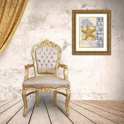 Mosaic Shell Collage II Gold Ornate Wood Framed Art Print with Double Matting by Brent, Paul