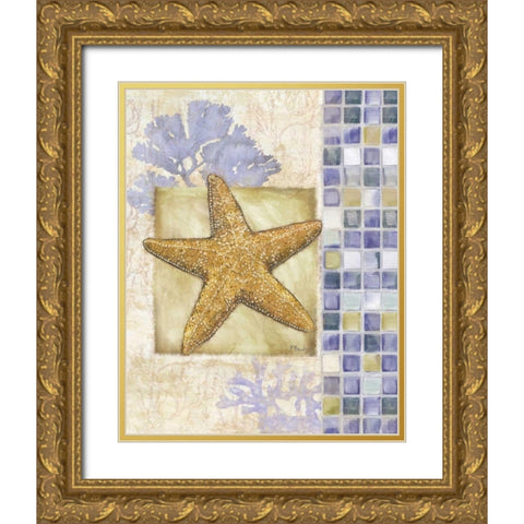 Mosaic Shell Collage II Gold Ornate Wood Framed Art Print with Double Matting by Brent, Paul