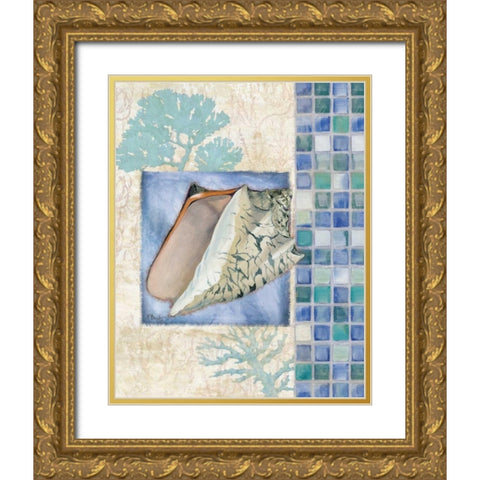 Mosaic Shell Collage III Gold Ornate Wood Framed Art Print with Double Matting by Brent, Paul