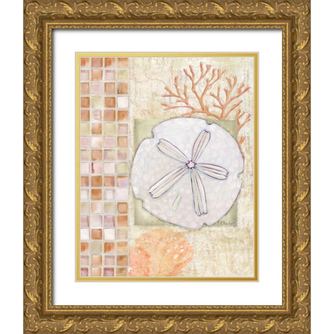 Mosaic Shell Collage IV Gold Ornate Wood Framed Art Print with Double Matting by Brent, Paul