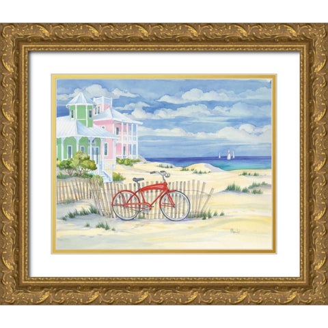 Beach Cruiser Cottage I Gold Ornate Wood Framed Art Print with Double Matting by Brent, Paul