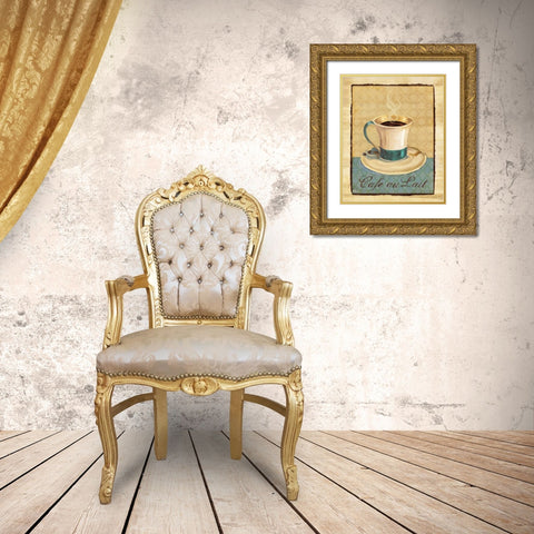 Coffee Club III Gold Ornate Wood Framed Art Print with Double Matting by Brent, Paul