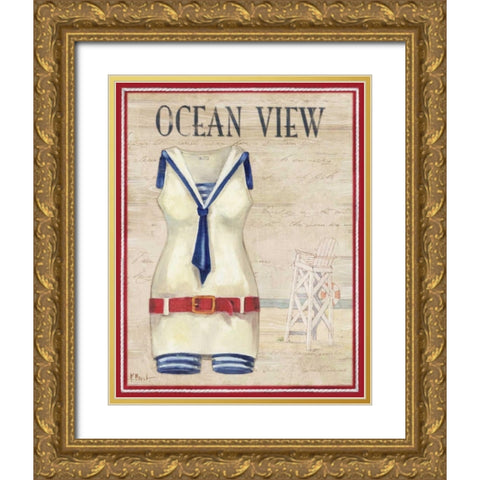 Ocean View Gold Ornate Wood Framed Art Print with Double Matting by Brent, Paul