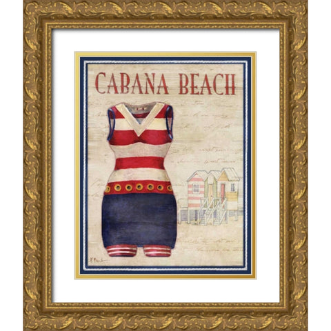 Cabana Beach Gold Ornate Wood Framed Art Print with Double Matting by Brent, Paul