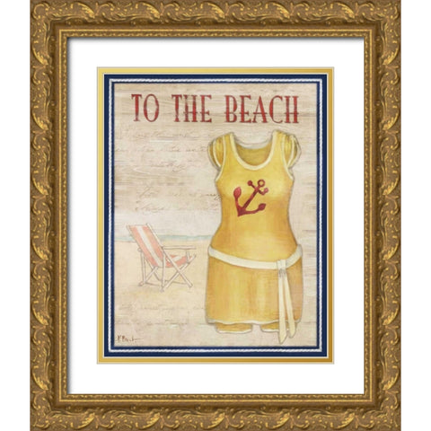 To the Beach Gold Ornate Wood Framed Art Print with Double Matting by Brent, Paul
