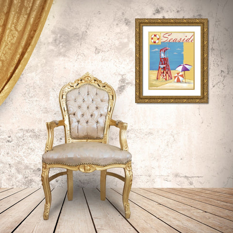 Lifeguard Collage I Gold Ornate Wood Framed Art Print with Double Matting by Brent, Paul