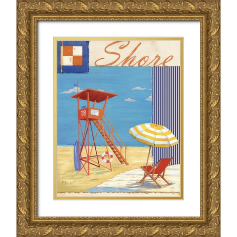 Lifeguard Collage II Gold Ornate Wood Framed Art Print with Double Matting by Brent, Paul