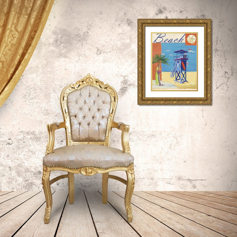 Lifeguard Collage III Gold Ornate Wood Framed Art Print with Double Matting by Brent, Paul