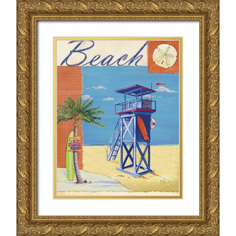 Lifeguard Collage III Gold Ornate Wood Framed Art Print with Double Matting by Brent, Paul