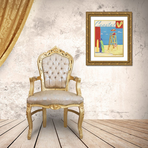 Lifeguard Collage IV Gold Ornate Wood Framed Art Print with Double Matting by Brent, Paul