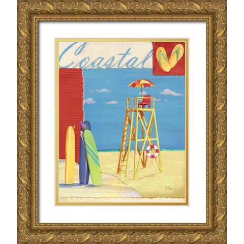 Lifeguard Collage IV Gold Ornate Wood Framed Art Print with Double Matting by Brent, Paul