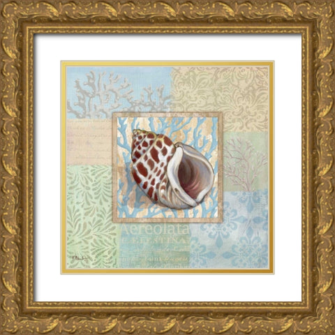 Oceanic Shell Collage I Gold Ornate Wood Framed Art Print with Double Matting by Brent, Paul