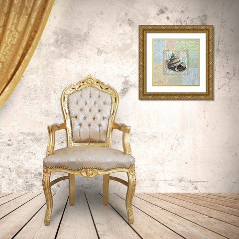 Oceanic Shell Collage II Gold Ornate Wood Framed Art Print with Double Matting by Brent, Paul
