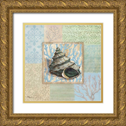 Oceanic Shell Collage II Gold Ornate Wood Framed Art Print with Double Matting by Brent, Paul