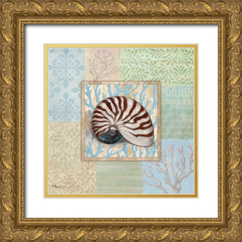 Oceanic Shell Collage III Gold Ornate Wood Framed Art Print with Double Matting by Brent, Paul