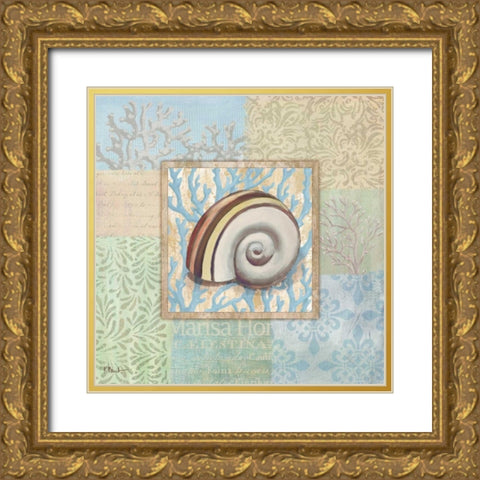 Oceanic Shell Collage IV Gold Ornate Wood Framed Art Print with Double Matting by Brent, Paul