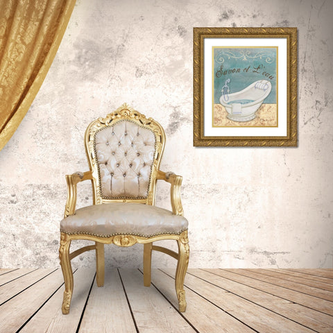 Parisian Bath II Gold Ornate Wood Framed Art Print with Double Matting by Brent, Paul