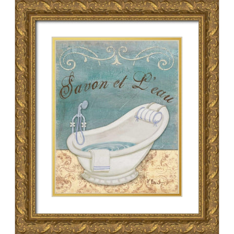 Parisian Bath II Gold Ornate Wood Framed Art Print with Double Matting by Brent, Paul