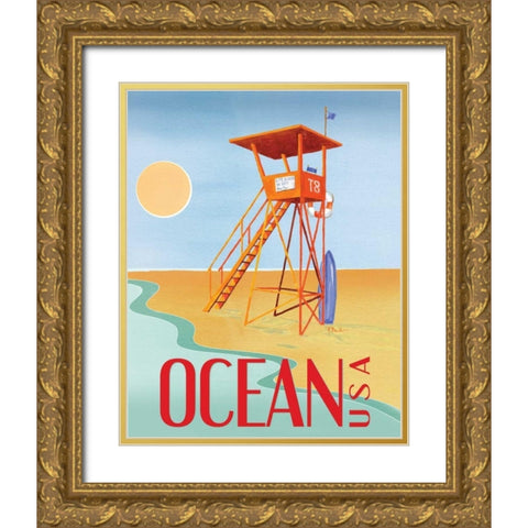 Beach Watch II Gold Ornate Wood Framed Art Print with Double Matting by Brent, Paul