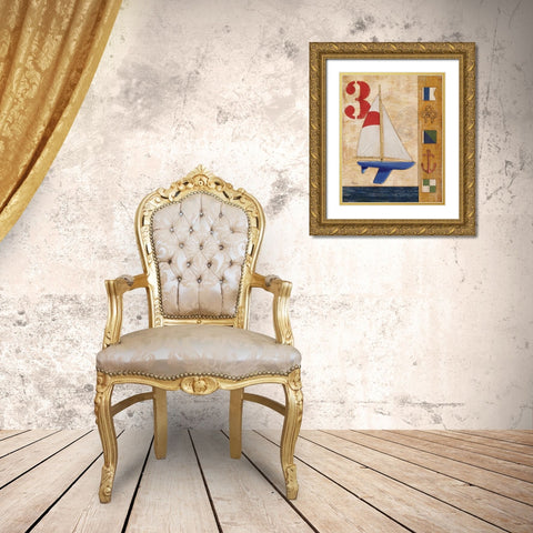 Model Yacht Collage II Gold Ornate Wood Framed Art Print with Double Matting by Brent, Paul