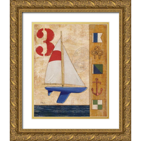 Model Yacht Collage II Gold Ornate Wood Framed Art Print with Double Matting by Brent, Paul