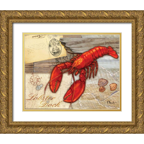 Fresh Catch Lobster Gold Ornate Wood Framed Art Print with Double Matting by Brent, Paul