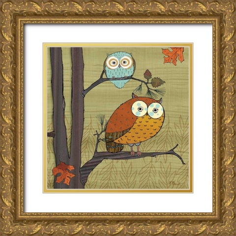 Awesome Owls I Gold Ornate Wood Framed Art Print with Double Matting by Brent, Paul