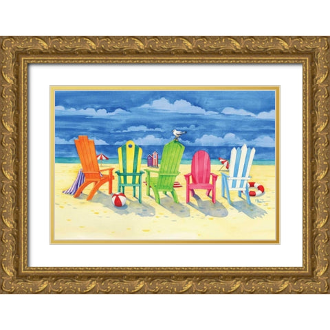 Brighton Chairs Gold Ornate Wood Framed Art Print with Double Matting by Brent, Paul