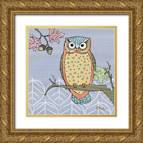 Pastel Owls II Gold Ornate Wood Framed Art Print with Double Matting by Brent, Paul