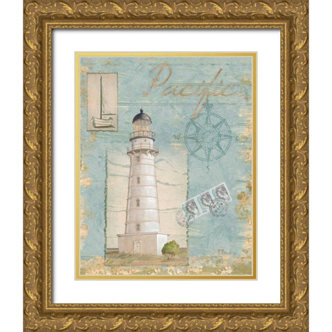 Seacoast Lighthouse II Gold Ornate Wood Framed Art Print with Double Matting by Brent, Paul