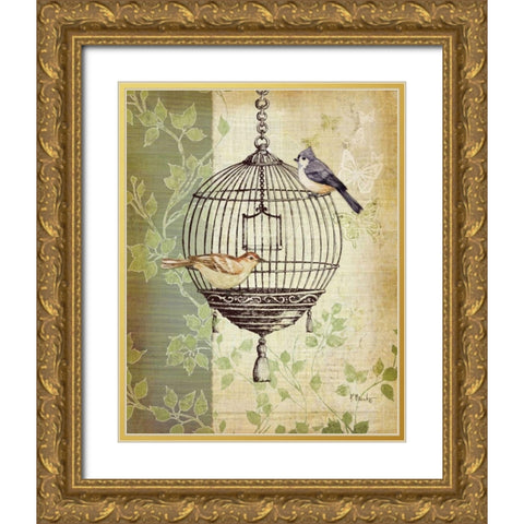 Botanical Birdcage I Gold Ornate Wood Framed Art Print with Double Matting by Brent, Paul
